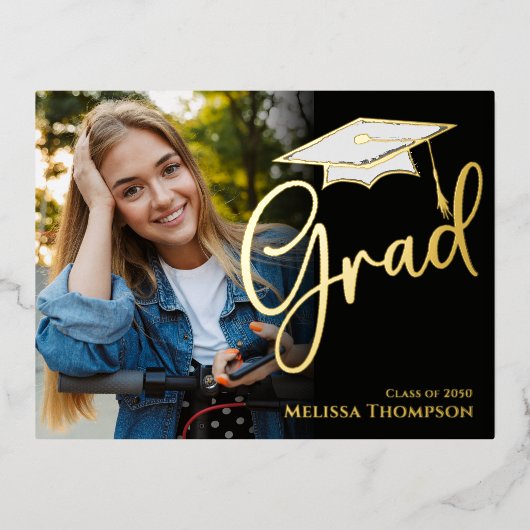 Gold Afstuderen foto uitnodiging Sjabloon (Voorkant)