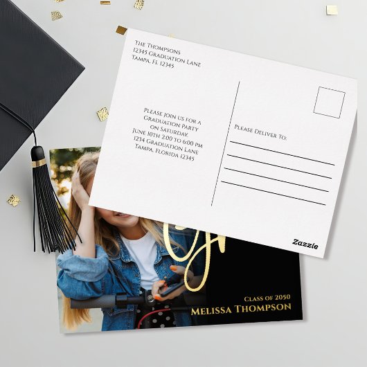 Gold Afstuderen foto uitnodiging Sjabloon