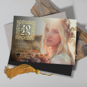 Gold Afstuderen Fotoaankondiging Folie Uitnodiging