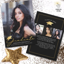 Gold Afstuderen handgeschreven script zwart 4 Foto