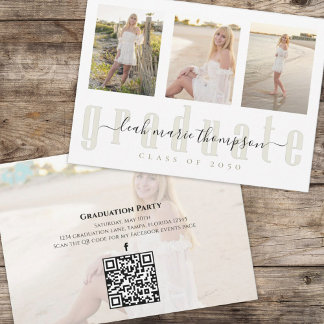 Gold Afstuderen kalligrafie QR Code Sociale media Kaart