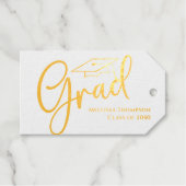 Gold Afstuderen Kalligrafie Script Aangepast Cadeaulabels (Voorkant (horizontaal))