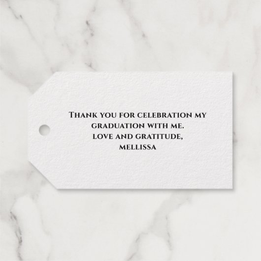 Gold Afstuderen Kalligrafie Script Aangepast Cadeaulabels (Achterkant (horizontaal))