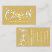 Gold Afstuderen, klasse met aangepaste jaarschool Contactkaartje (Voorkant / Achterkant)