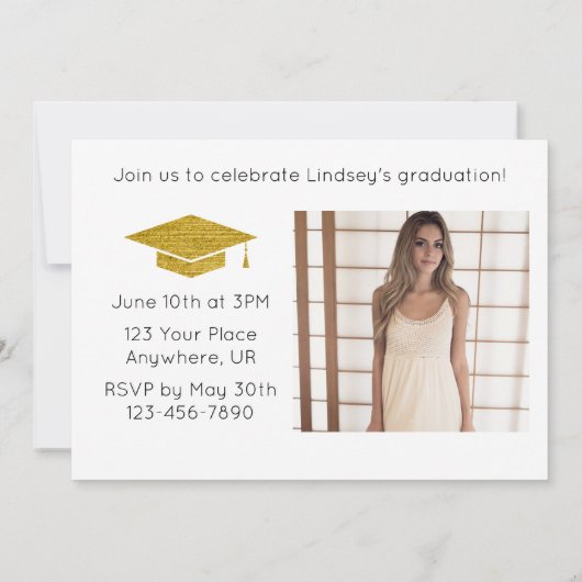 Gold Afstuderen kondiging & partijuitnodiging Save The Date (Achterkant)