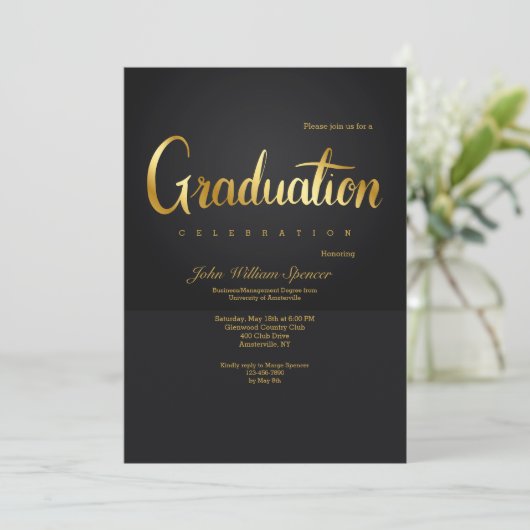 Gold Afstuderen Lettering Kaart (Staand voorkant)