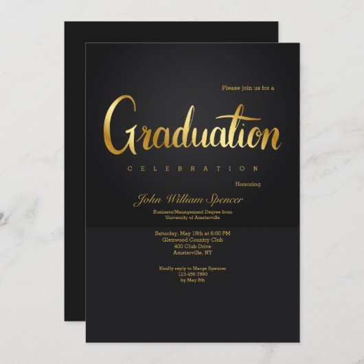 Gold Afstuderen Lettering Kaart (Voorkant / Achterkant)