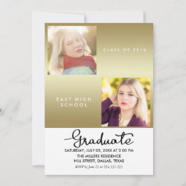 Gold Afstuderen moderne twee foto's Kaart