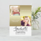Gold Afstuderen moderne twee foto's Kaart (Staand voorkant)