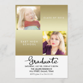 Gold Afstuderen moderne twee foto's Kaart
