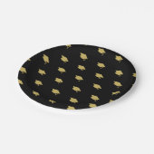 Gold Afstuderen Pet op de Zwarte Moderne Partij va Papieren Bordje (Gekanteld)