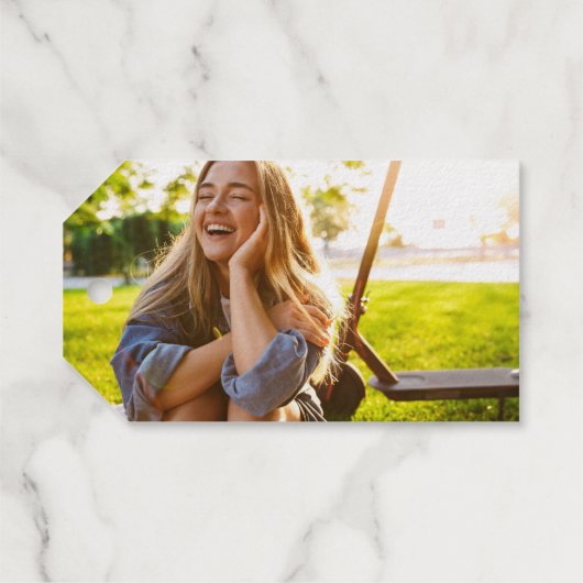 Gold Afstuderen Photo Classic Script Aangepast Cadeaulabels (Achterkant (horizontaal))