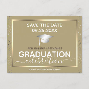 Gold Afstuderen Save the Date Invitation Briefkaar Briefkaart