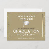 Gold Afstuderen Save the Date Invitation Briefkaar Briefkaart (Voorkant / Achterkant)