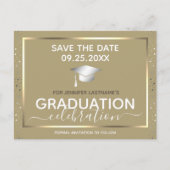 Gold Afstuderen Save the Date Invitation Briefkaar Briefkaart (Voorkant)