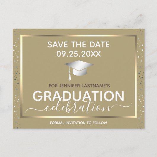 Gold Afstuderen Save the Date Invitation Briefkaar Briefkaart (Voorkant)