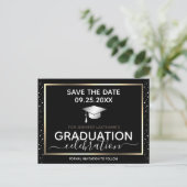 Gold Afstuderen Save the Date Invitation Briefkaar Briefkaart (Staand voorkant)