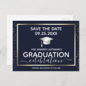 Gold Afstuderen Save the Date Invitation Briefkaar Briefkaart (Voorkant / Achterkant)