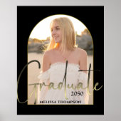 Gold Afstuderen Script Black Arch Photo Party Poster (Voorkant)