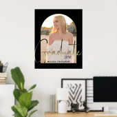Gold Afstuderen Script Black Arch Photo Party Poster (Thuiskantoor)