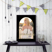 Gold Afstuderen Script Black Arch Photo Party Poster