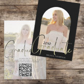 Gold Afstuderen Script Black Arch Photo QR Code Kaart
