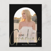 Gold Afstuderen Script Black Arch Two Photo Vellum Briefkaart (Voorkant)