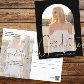 Gold Afstuderen Script Black Arch Two Photo Vellum Briefkaart