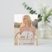 Gold Afstuderen Script Black Photo QR Code Website Briefkaart (Staand voorkant)