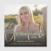 Gold Afstuderen Script Black Photo Simple Magnetic (Voorkant)