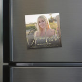 Gold Afstuderen Script Black Photo Simple Magnetic