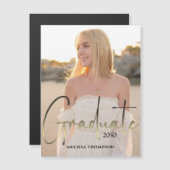 Gold Afstuderen Script Black Photo Simple Magnetic (Voorkant / Achterkant)