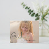 Gold Afstuderen Script Black twee Vellum-fotobudge Briefkaart (Staand voorkant)