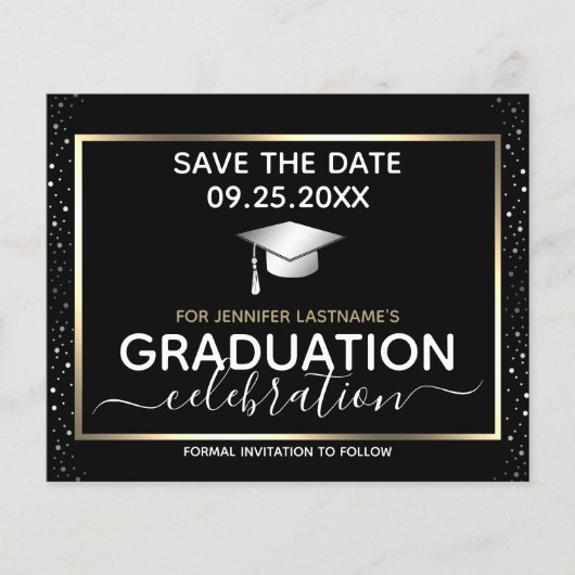 Gold Afstuderen Sparen de Begroting van de Uitnodi (Voorkant)