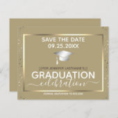 Gold Afstuderen Sparen de Begroting van de Uitnodi (Voorkant / Achterkant)