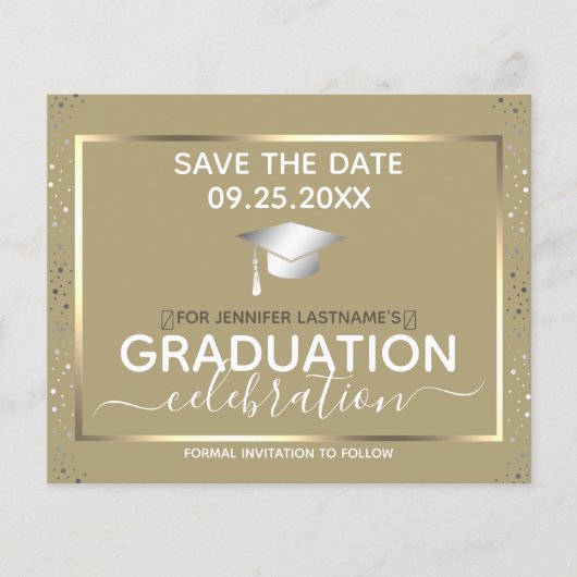 Gold Afstuderen Sparen de Begroting van de Uitnodi (Voorkant)