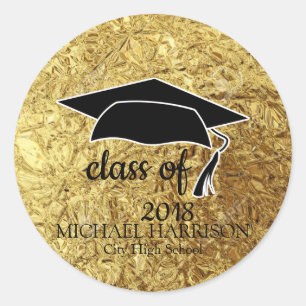 Gold Afstuderen Sticker Black Mortar Board & Text