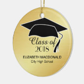 Gold Afstuderen Sticker Black Mortar Board & Text Keramisch Ornament (Links)