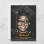 Gold Afstuderen Text Dark Afstuderen aangekondigd Kaart (Voorkant)