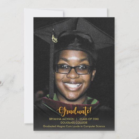 Gold Afstuderen Text Dark Afstuderen aangekondigd Kaart (Voorkant)