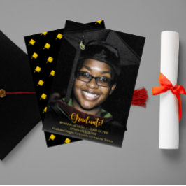 Gold Afstuderen Text Dark Afstuderen aangekondigd Kaart