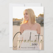 Gold Afstuderen zwarte kalligrafie Foto QR Code Kaart (Voorkant)