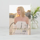 Gold Afstuderen zwarte kalligrafie Foto QR Code Kaart (Staand voorkant)