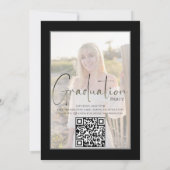Gold Afstuderen zwarte kalligrafie Foto QR Code Kaart (Achterkant)