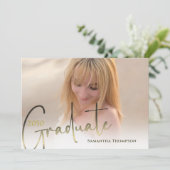 Gold Afstuderen zwarte kalligrafie Foto QR Code Kaart (Staand voorkant)