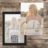 Gold Afstuderen zwarte kalligrafie Foto QR Code Kaart