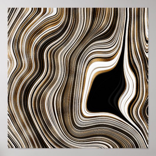 Gold Agate Liquid Marble Liquid Art Poster (Voorkant)