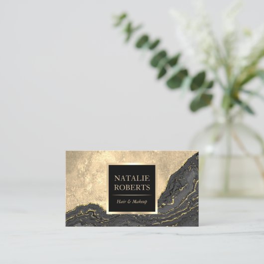  Gold Agate Makeup Artist Hair Beauty Salon Visitekaartje (Staand voorkant)