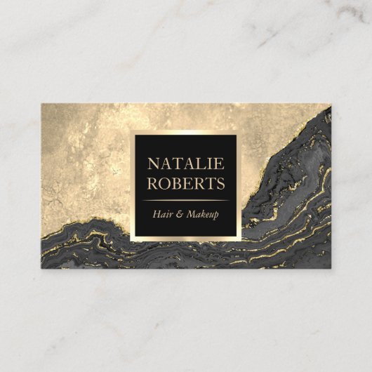  Gold Agate Makeup Artist Hair Beauty Salon Visitekaartje (Voorkant)