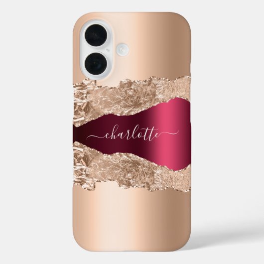 Gold agate marble naamscript Case-Mate iPhone case (Achterkant)